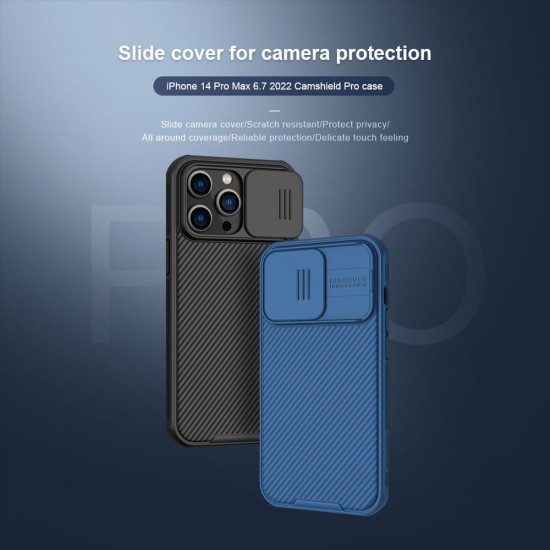 Husa Nillkin CamShield PRO pentru Apple iPhone 14 Pro Max, Black (Bakr, 57983110494) by www.silkase.ro