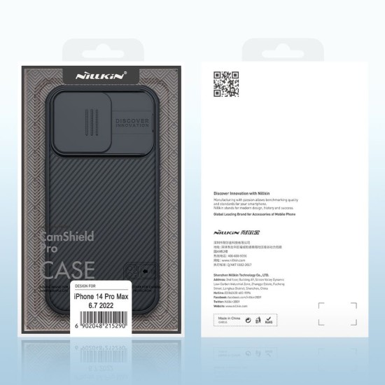 Husa Nillkin CamShield PRO pentru Apple iPhone 14 Pro Max, Black (Bakr, 57983110494) by www.silkase.ro