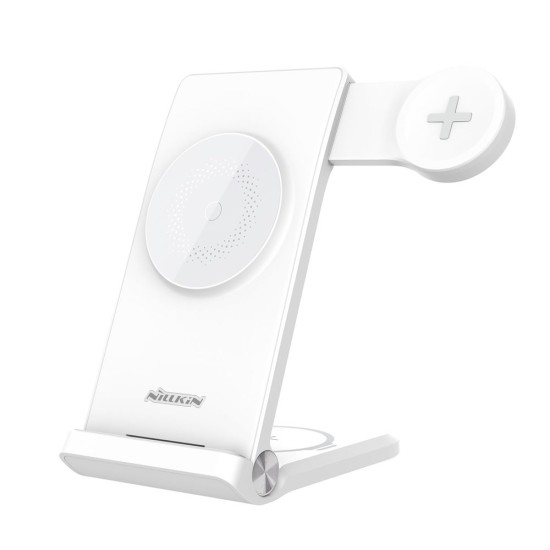 Încărcător Wireless Nillkin PowerTrio 3în1 (MagSafe) pentru Ceasuri Samsung, Alb (Bakr, 57983112829) by www.silkase.ro
