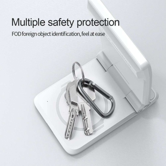 Încărcător Wireless Nillkin PowerTrio 3în1 (MagSafe) pentru Ceasuri Samsung, Alb (Bakr, 57983112829) by www.silkase.ro