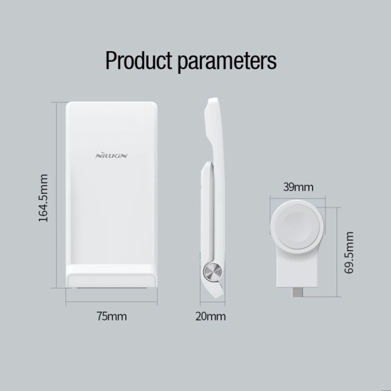 Încărcător Wireless Nillkin PowerTrio 3în1 pentru Apple Watch (Certificat MFI), Alb (Bakr, 57983112093) by www.silkase.ro