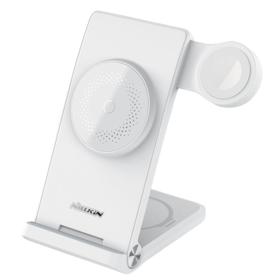 Încărcător Wireless Nillkin PowerTrio 3în1 (MagSafe) pentru Apple Watch (Certificat MFI), Alb (Bakr, 57983112830) by www.silkase.ro