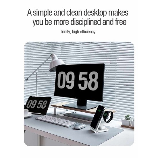 Încărcător Wireless Nillkin PowerTrio 3în1 (MagSafe) pentru Apple Watch (Certificat MFI), Alb (Bakr, 57983112830) by www.silkase.ro