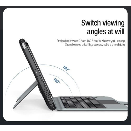 Husa cu Tastatură Nillkin Bumper Combo (Iluminată) pentru iPad 10.2 (2019-2021), Neagra (Bakr, 57983116141) by www.silkase.ro