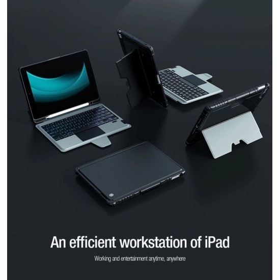 Husa cu Tastatură Nillkin Bumper Combo (Iluminată) pentru iPad 10.2 (2019-2021), Neagra (Bakr, 57983116141) by www.silkase.ro