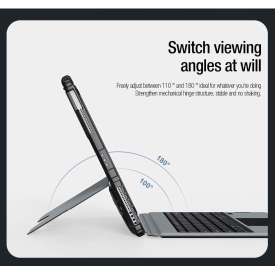 Husa cu Tastatură Nillkin Bumper Combo (Iluminată) pentru iPad Pro 12.9 / Air 13 (2024), Neagra (Bakr, 57983116142) by www.silkase.ro