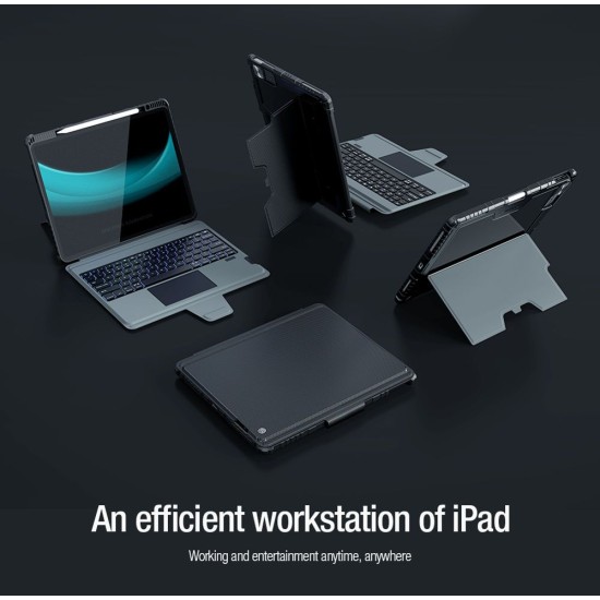 Husa cu Tastatură Nillkin Bumper Combo (Iluminată) pentru iPad Pro 12.9 / Air 13 (2024), Neagra (Bakr, 57983116142) by www.silkase.ro