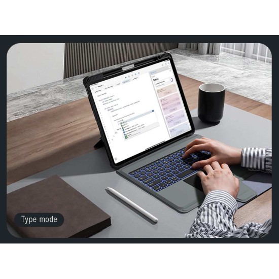 Husa cu Tastatură Nillkin Bumper Combo (Iluminată) pentru iPad Pro 12.9 / Air 13 (2024), Neagra (Bakr, 57983116142) by www.silkase.ro