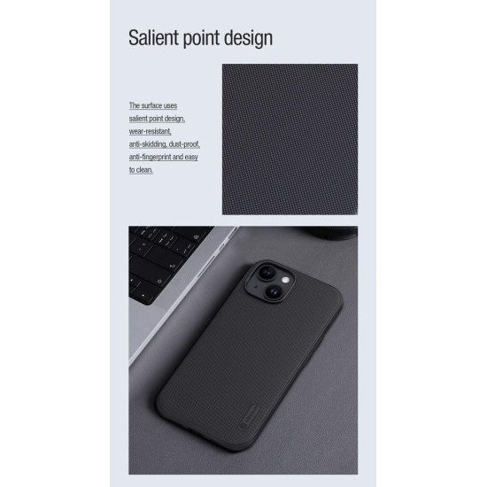 Husa Nillkin Super Frosted PRO Magnetică (MagSafe) pentru Apple iPhone 15, Neagra (Bakr, 57983117009) by www.silkase.ro