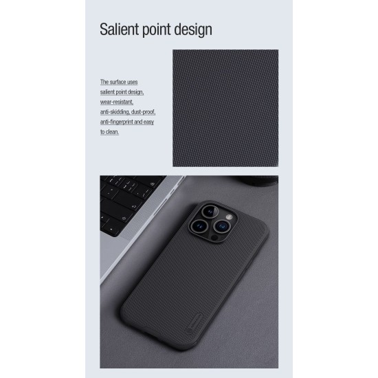 Husă Nillkin Super Frosted PRO Magnetic pentru Apple iPhone 15 Pro, Black (Bakr, 57983117012) by www.silkase.ro