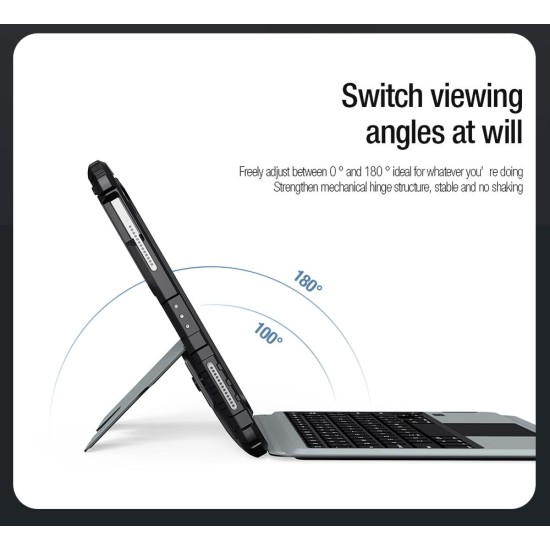 Husa Nillkin Bumper Combo cu Tastatura Iluminata pentru iPad Air 4/5 10.9, iPad 11 2024/2025, iPad Pro 11 2020/2021/2022, Negru (Bakr, 57983118069) by www.silkase.ro