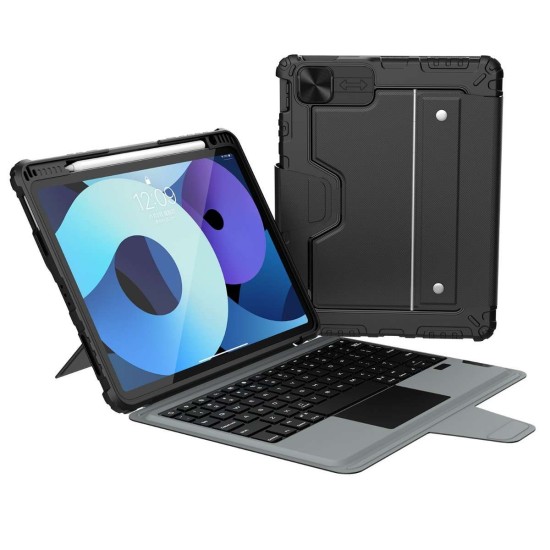 Husa Nillkin Bumper Combo cu Tastatura Iluminata pentru iPad Air 4/5 10.9, iPad 11 2024/2025, iPad Pro 11 2020/2021/2022, Negru (Bakr, 57983118069) by www.silkase.ro