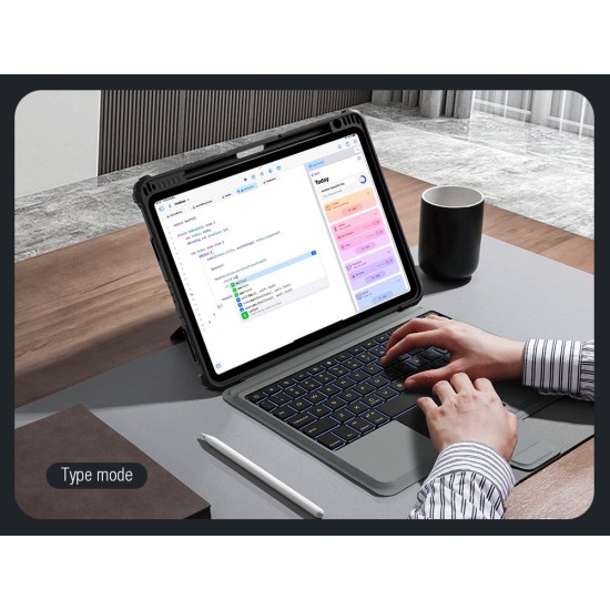 Husa Nillkin Bumper Combo cu Tastatura Iluminata pentru iPad Air 4/5 10.9, iPad 11 2024/2025, iPad Pro 11 2020/2021/2022, Negru (Bakr, 57983118069) by www.silkase.ro