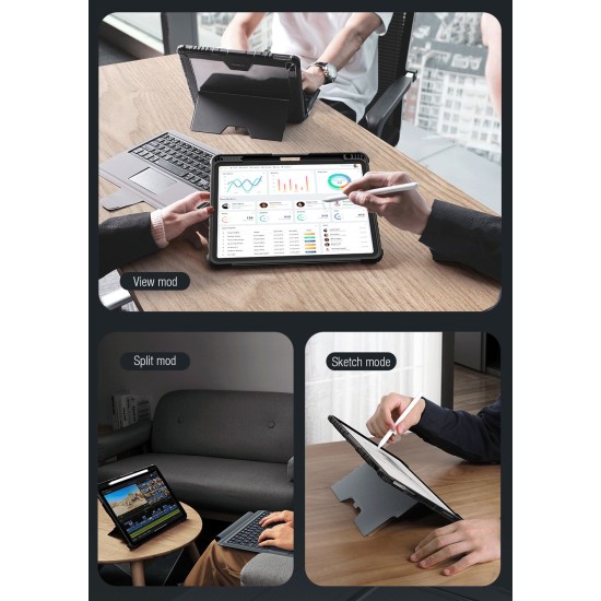 Husa Nillkin Bumper Combo cu Tastatura Iluminata pentru iPad Air 4/5 10.9, iPad 11 2024/2025, iPad Pro 11 2020/2021/2022, Negru (Bakr, 57983118069) by www.silkase.ro