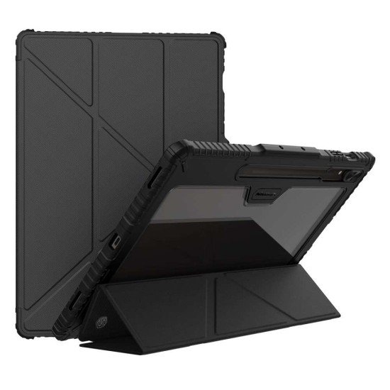 Husa Nillkin Bumper PRO Stand Multi-Angle pentru Samsung Galaxy Tab S9 Ultra / S10 Ultra, Neagra (Bakr, 57983118073) by www.silkase.ro