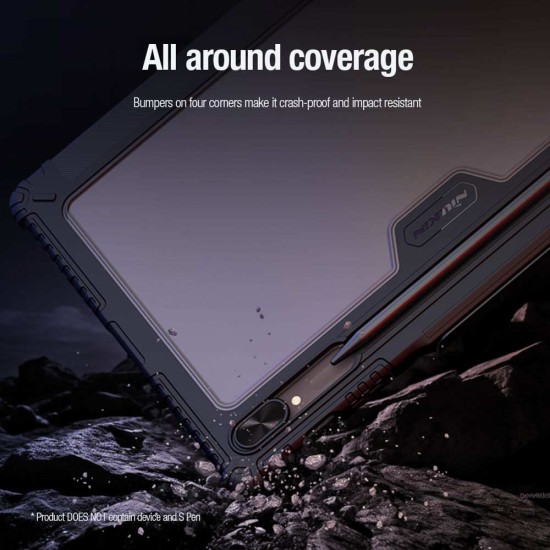 Husa Nillkin Bumper PRO Stand Multi-Angle pentru Samsung Galaxy Tab S9 Ultra / S10 Ultra, Neagra (Bakr, 57983118073) by www.silkase.ro