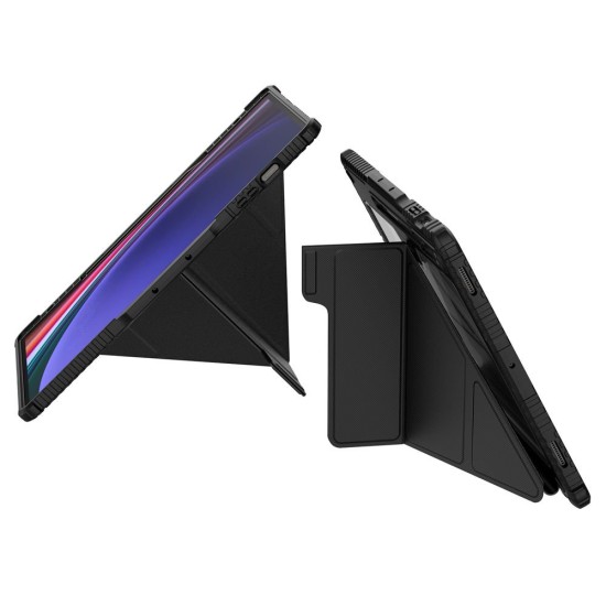 Husa Nillkin Bumper PRO Stand Multi-Angle pentru Samsung Galaxy Tab S9 Ultra / S10 Ultra, Neagra (Bakr, 57983118073) by www.silkase.ro