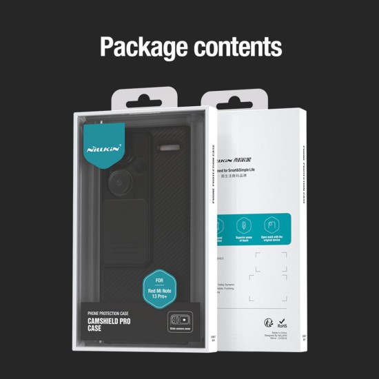 Husa Nillkin CamShield PRO pentru Xiaomi Redmi Note 13 Pro+ 5G, Neagra (Bakr, 57983119748) by www.silkase.ro