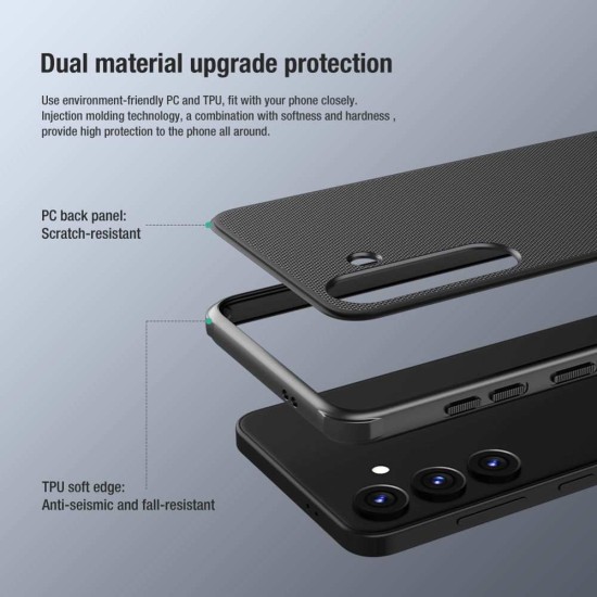 Husa Nillkin Super Frosted PRO pentru Samsung Galaxy S24 Ultra, Neagra (Bakr, 57983118481) by www.silkase.ro