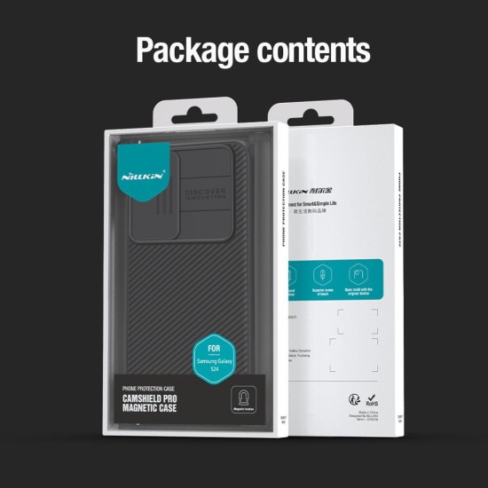 Husa Nillkin CamShield PRO pentru Samsung Galaxy S24, Neagra (Bakr, 57983118644) by www.silkase.ro