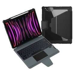 Husa cu Tastatura Iluminata Nillkin Bumper Link pentru iPad Pro 12.9 (2020-2022) si iPad Air 13 (2024-2025), Negru