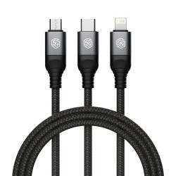 Cablu de Date Nillkin Swift Pro 3-în-1 (microUSB, Lightning, USB-C), 1.5m, Negru