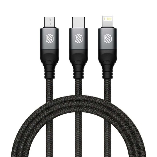Cablu de Date Nillkin Swift Pro 3-în-1 (microUSB, Lightning, USB-C), 1.5m, Negru Cablu de Date Nillkin Swift Pro 3-în-1 (microUSB, Lightning, USB-C), 1.5m, Negru (Bakr, 57983119368) by www.silkase.ro