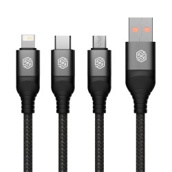 Cablu de Date Nillkin Swift Pro 3-în-1 (microUSB, Lightning, USB-C), 1.5m, Negru Cablu de Date Nillkin Swift Pro 3-în-1 (microUSB, Lightning, USB-C), 1.5m, Negru
