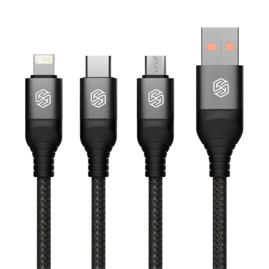Cablu de Date Nillkin Swift Pro 3-în-1 (microUSB, Lightning, USB-C), 1.5m, Negru Cablu de Date Nillkin Swift Pro 3-în-1 (microUSB, Lightning, USB-C), 1.5m, Negru (Bakr, 57983119368) by www.silkase.ro