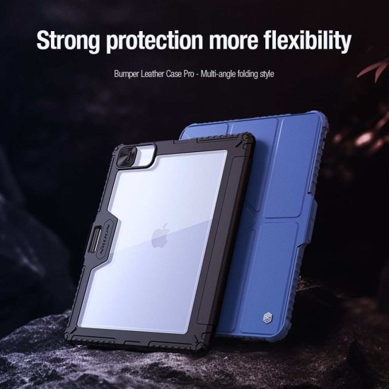 Husa Nillkin Bumper PRO Stand Multi-Angle pentru iPad Pro 12.9 / Air 13 (2024), Albastru (Sapphire) (Bakr, 57983126046) by www.silkase.ro