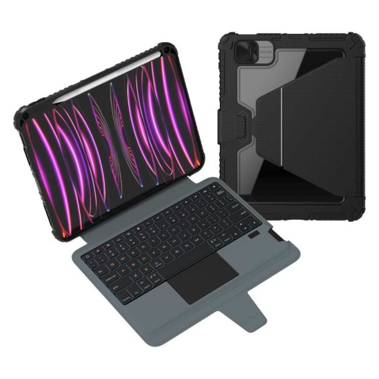Husa cu Tastatură Nillkin Bumper Link (Iluminată) pentru iPad 10.9 (2022) / 11 (2025), Neagra (Bakr, 57983121333) by www.silkase.ro