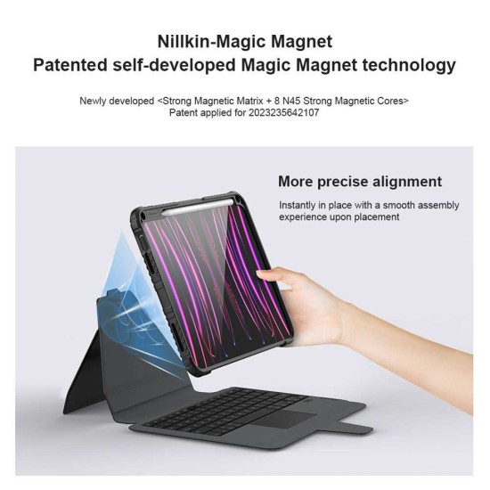 Husa cu Tastatură Nillkin Bumper Link (Iluminată) pentru iPad 10.9 (2022) / 11 (2025), Neagra (Bakr, 57983121333) by www.silkase.ro