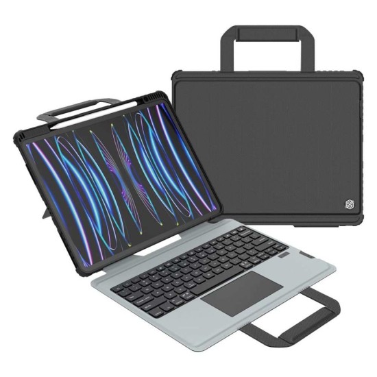 Husa cu Tastatură Nillkin Bumper GO (Iluminată) pentru iPad Pro 12.9 / Air 13 (2024), Neagra (Bakr, 57983121329) by www.silkase.ro