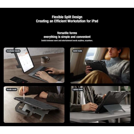Husa cu Tastatură Nillkin Bumper GO (Iluminată) pentru iPad Air 4/5 / Pro 11 (2020-2022), Neagra (Bakr, 57983121330) by www.silkase.ro