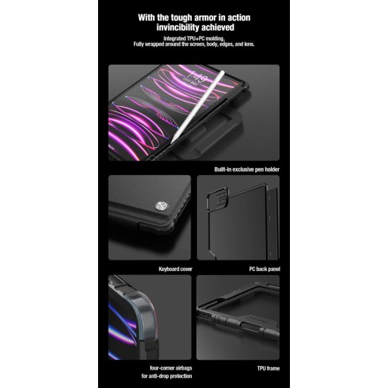 Husa cu Tastatură Nillkin Bumper GO (Iluminată) pentru iPad Air 4/5 / Pro 11 (2020-2022), Neagra (Bakr, 57983121330) by www.silkase.ro