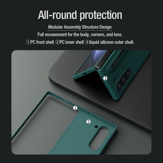 Husa Nillkin Flex Pure Fold (cu suport S Pen) pentru Samsung Galaxy Z Fold 6, Neagra (Bakr, 57983121774) by www.silkase.ro