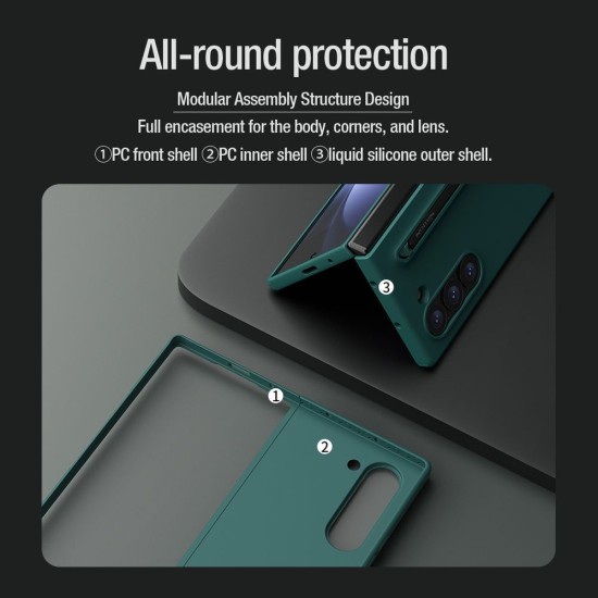 Husa Nillkin Flex Pure Fold S Pen Cover pentru Samsung Galaxy Z Fold 6, Light Green (Bakr, 57983121793) by www.silkase.ro