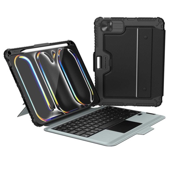 Husa cu Tastatură Nillkin Bumper Combo (Iluminată) pentru iPad Pro 11 (2024), Neagra (Bakr, 57983122917) by www.silkase.ro