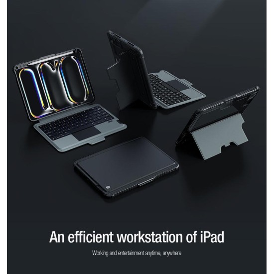 Husa cu Tastatură Nillkin Bumper Combo (Iluminată) pentru iPad Pro 11 (2024), Neagra (Bakr, 57983122917) by www.silkase.ro