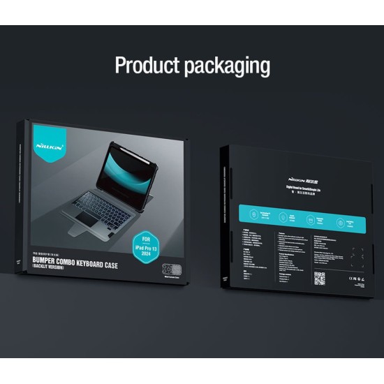 Husa cu Tastatură Nillkin Bumper Combo (Iluminată) pentru iPad Pro 13 (2024), Neagra (Bakr, 57983122799) by www.silkase.ro