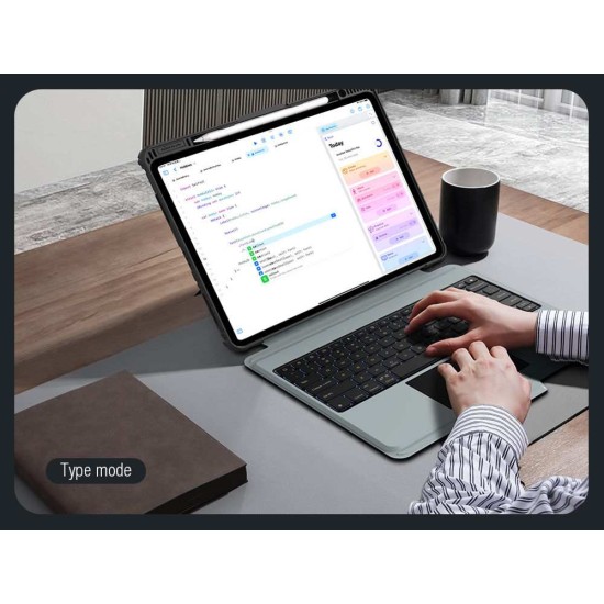 Husa cu Tastatură Nillkin Bumper Combo (Iluminată) pentru iPad Pro 13 (2024), Neagra (Bakr, 57983122799) by www.silkase.ro