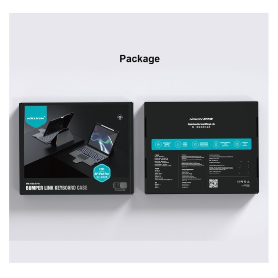 Husa cu Tastatură Nillkin Bumper Link (Iluminată) pentru iPad Pro 11 (2024), Neagra (Bakr, 57983122915) by www.silkase.ro
