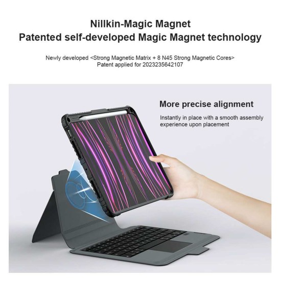 Husa cu Tastatură Nillkin Bumper Link (Iluminată) pentru iPad Pro 11 (2024), Neagra (Bakr, 57983122915) by www.silkase.ro