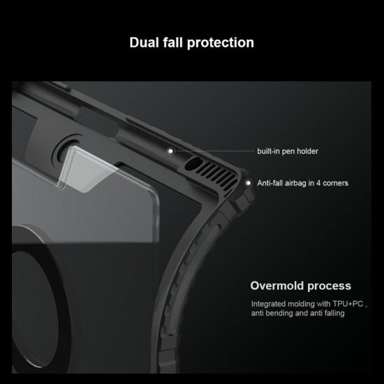 Husa cu Tastatură Nillkin Bumper Link (Iluminată) pentru iPad Pro 13 (2024), Neagra (Bakr, 57983122800) by www.silkase.ro