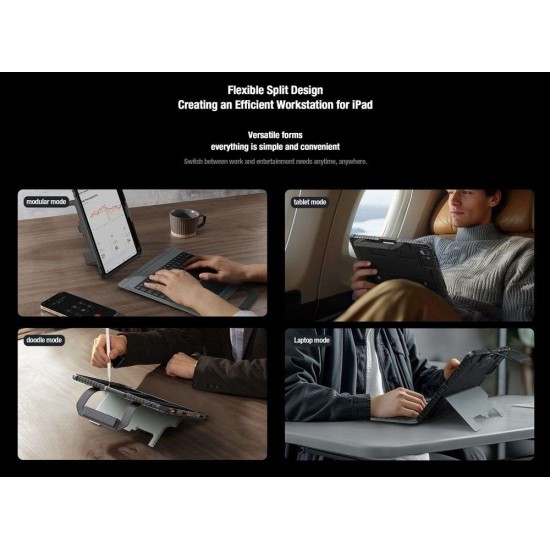 Husa cu Tastatură Nillkin Bumper GO (Iluminată) pentru iPad Pro 11 (2024), Neagra (Bakr, 57983122916) by www.silkase.ro