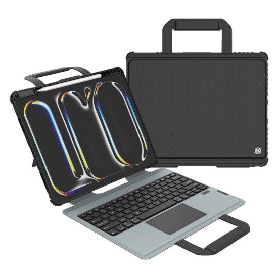Husa cu Tastatură Nillkin Bumper GO (Iluminată) pentru iPad Pro 13 (2024), Neagra (Bakr, 57983122801) by www.silkase.ro