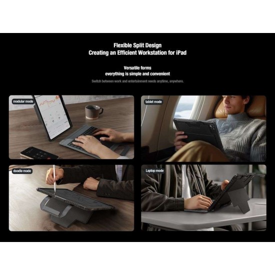 Husa cu Tastatură Nillkin Bumper GO (Iluminată) pentru iPad Pro 13 (2024), Neagra (Bakr, 57983122801) by www.silkase.ro