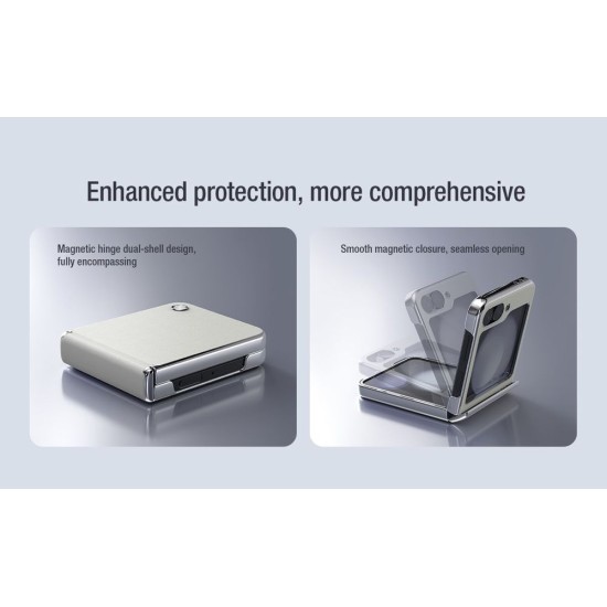 Husa Nillkin CamShield Flip pentru Samsung Galaxy Z Flip 6 / 7 FE, Alba (Bakr, 57983127429) by www.silkase.ro