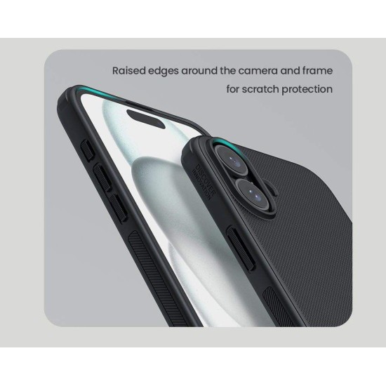 Husa Nillkin Super Frosted PRO pentru Apple iPhone 16, Neagra (Bakr, 57983122111) by www.silkase.ro