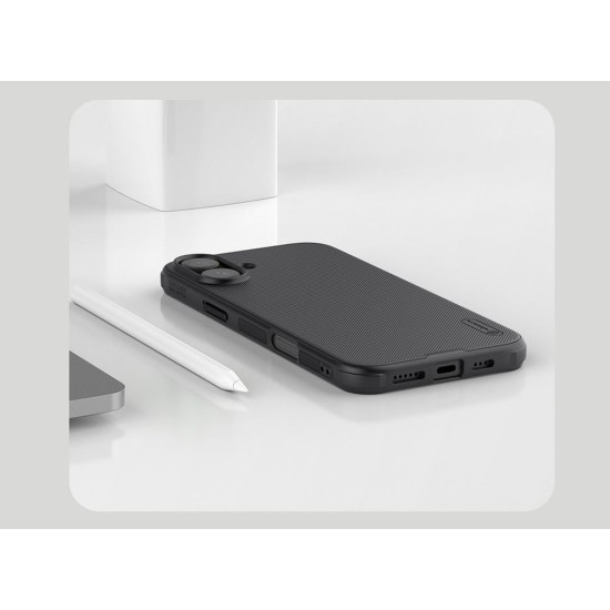 Husa Nillkin Super Frosted PRO pentru Apple iPhone 16, Neagra (Bakr, 57983122111) by www.silkase.ro